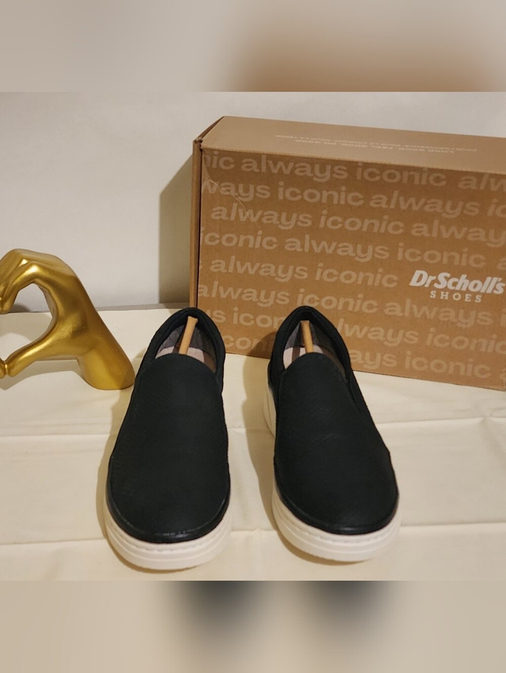 Dr. Scholl's Black Slip-On Mules with White Platform